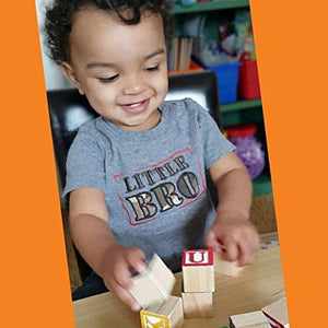 30 Alphabet Blocks with Letters Colors by Skoolzy. Wooden ABC Toddler, Preschool & Kindergarten Building Toy. Wood Reading Stacking with Carrying Tote