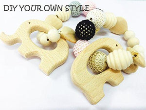 Bettewoo Nature Baby Teething Pendant Toy 11pcs Eco-friendly Organic Wood Teething Holder DIY Nursing Wood Animal Baby Gift