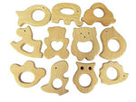 Bettewoo Nature Baby Teething Pendant Toy 11pcs Eco-friendly Organic Wood Teething Holder DIY Nursing Wood Animal Baby Gift