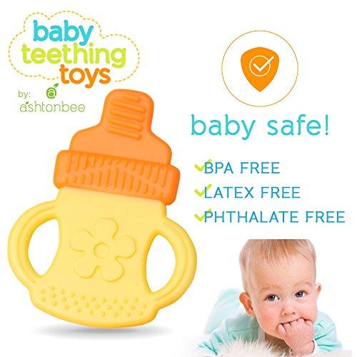 Baby Teething Toys - BPA Free Natural Organic Freezer Safe Teether Set for 3 to 12 Months Babies, Infants, Toddlers by Ashtonbee (5 Pack)