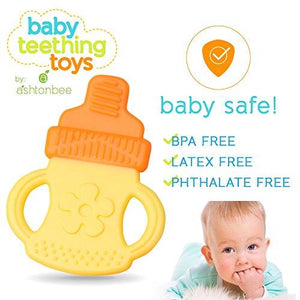 Baby Teething Toys - BPA Free Natural Organic Freezer Safe Teether Set for 3 to 12 Months Babies, Infants, Toddlers by Ashtonbee (5 Pack)